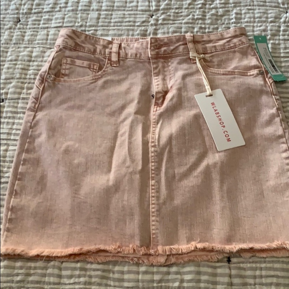 Raw hem denim skirt